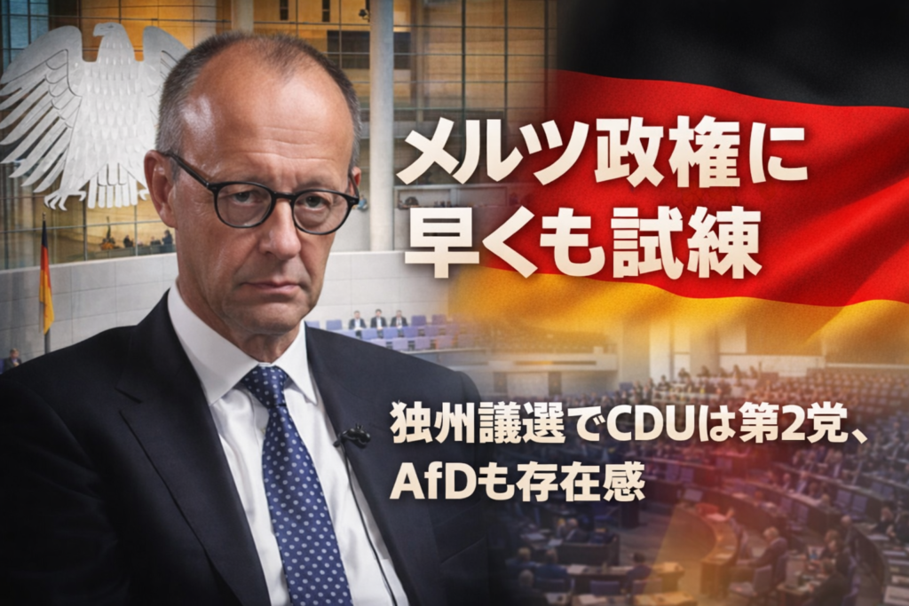 メルツ政権に早くも試練 独州議選でCDUは第2党、AfDも存在感